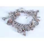 A silver charm bracelet, 104g.