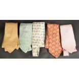 Five Hermes silk ties.