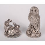 Two modern silver filled wildlife models.