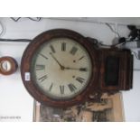 A Victorian inlaid mahogany wall clock, 71 x 42cm.