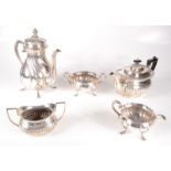 A Danish silver plated three piece coffee service.