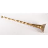 A brass extending horn, early 20th century, 'The Improved', extended length 86cm.
