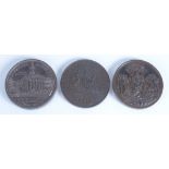 Three massive Victorian bronze medallions, the smallest 7.8cm.