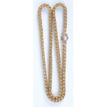A high purity gold fancy box link necklace, indistinct marks, 28.5g.