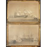 Two marine lithographs after T.G. Dutton, one shows H.M.S. Agamemnon.