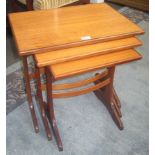 A G Plan teak red label nest of three tables, height of largest 51.5cm, width 55.5cm, depth 40.5cm.