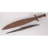 A Navajo folding knife, with a steel blade and carved wood handle,