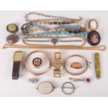 Costume jewellery etc. including a Dinky Toys Club enamelled badge.