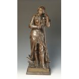 A bronze figure of Jeanne D'Arc by Henri Honoré PLÉ , 19th century,