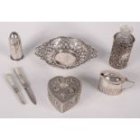 A heart shaped silver box by Daday Khan Madras,