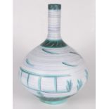A Swiss Valcera vase, green painted with a stylised horse and leaves, signed Valcera 315 to base,