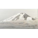 A watercolour by Shûson Kono of Mount Fuji, signed, 38 x 71cm.