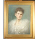 A French School portrait in pastels of a beauty, 61 x 45cm.