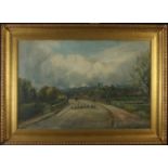 A large oil painting by Henry Hadfield Cubley,