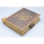 A leather and gilt tooled musical photograph album, 'The British Army Album', dated 21/10/90,