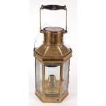A brass ships lamp, impressed Bulpitt, early 20th century, with a central glazed door, height 41cm,
