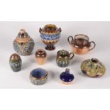 Ten pieces of Doulton Lambeth and Royal Doulton stoneware.