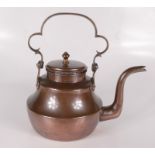 A Victorian copper kettle, the swing handle inscribed 'Lanyon', height 32.
