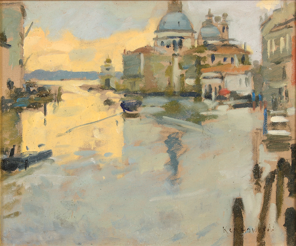 Ken HOWARD Evening Light on The Grand Canal Oil on board Signed 25 x 31 cm (See illustration)