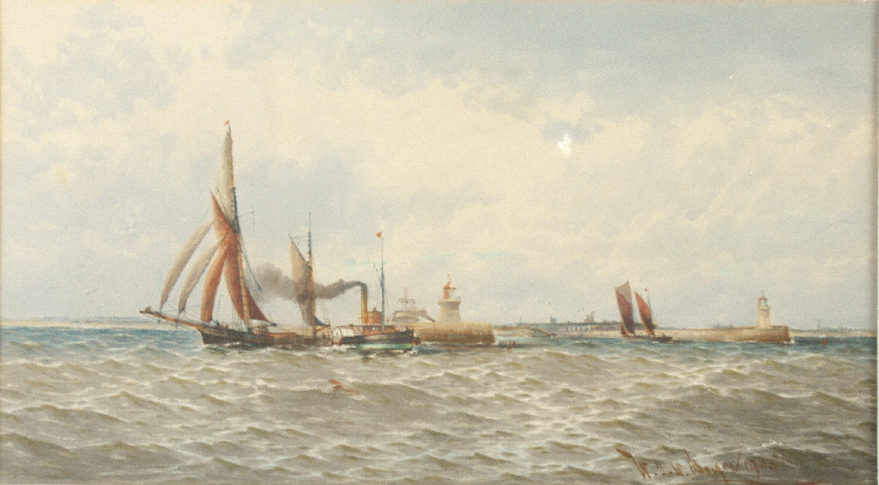 W J N BOYER The Outer Harbour at Shields & The Inner Harbour at Shields Two watercolours Each