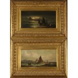 William Anslow THORNLEY Moonlit Beach & The Fishing Fleet A pair of oils on canvas Each signed