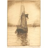 Geoffrey Sneyd GARNIER Dropping The Pilot Etching aquatint Signed and inscribed 23 x 16.