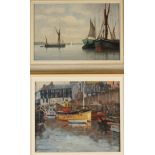 Alfred Vavasour HAMMOND On The Colne Oil on board Signed Together with a harbour scene by David