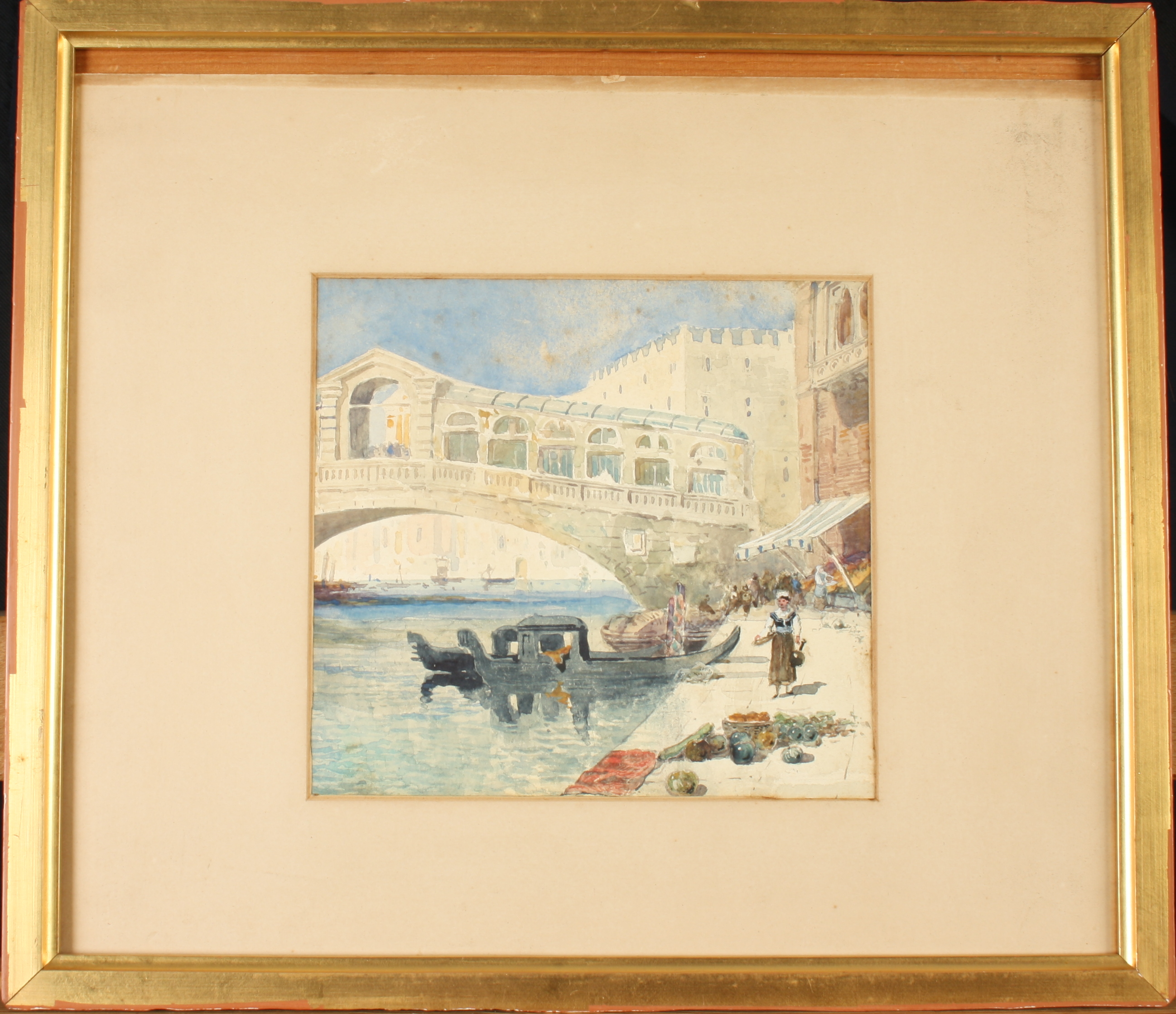 William Bell SCOTT Four Mediterranean watercolours including The Rialto Bridge One initialled - Image 5 of 7
