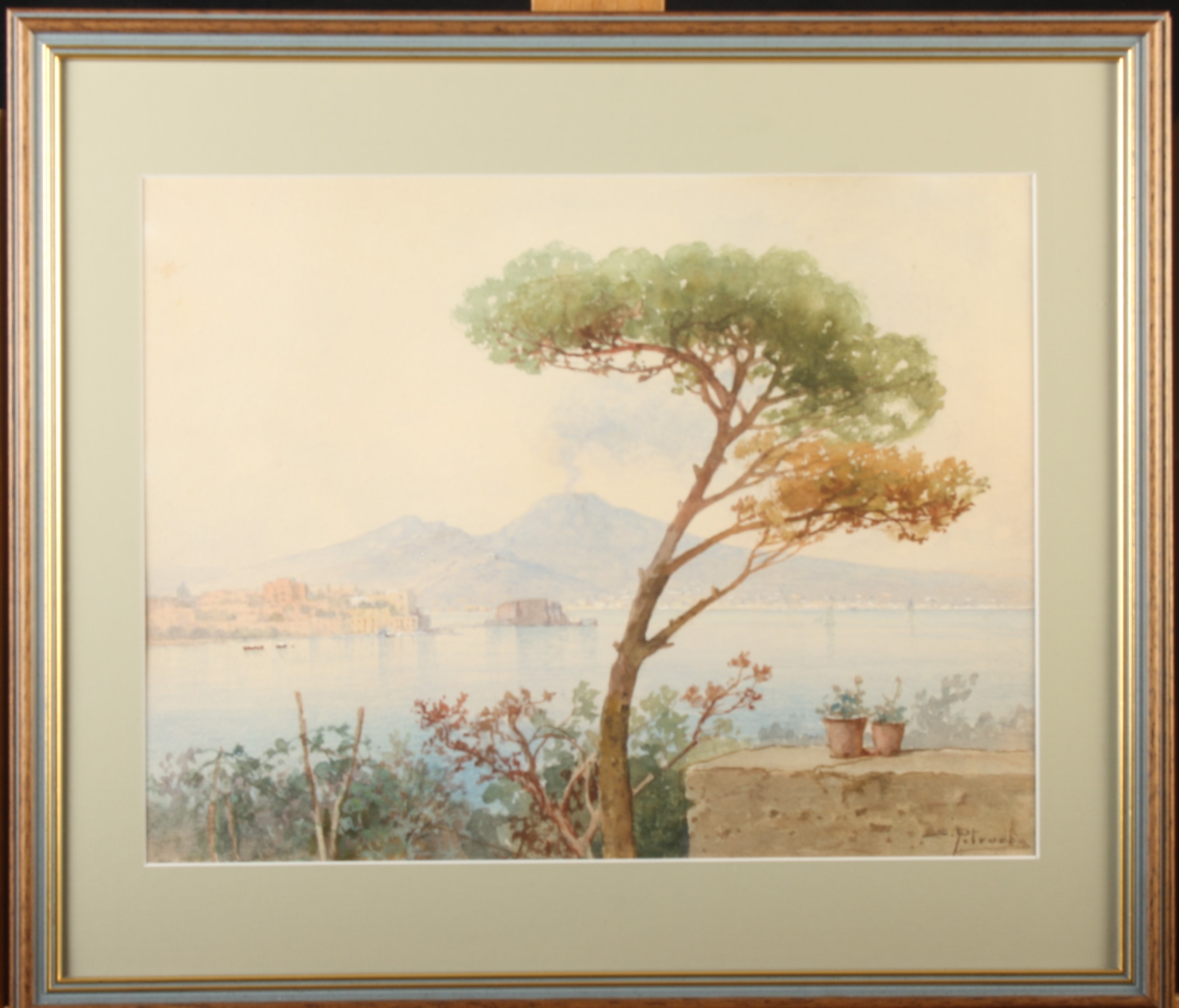 Salvatore PETRUOLO Vesuvius Watercolour Signed 28 x 36cm and Villa Rosesberg Watercolour Signed - Image 3 of 4