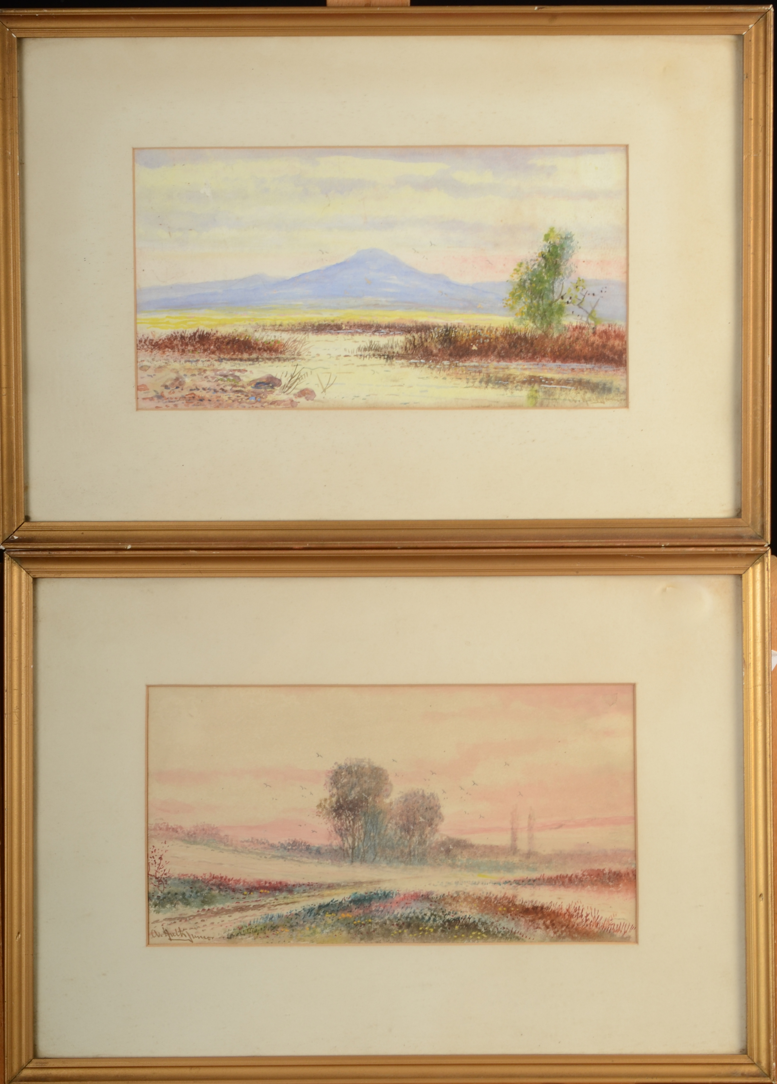 Thomas Swift HUTTON Low Tide watercolour Signed 13 x 35cm together with three watercolours by A. - Image 2 of 5