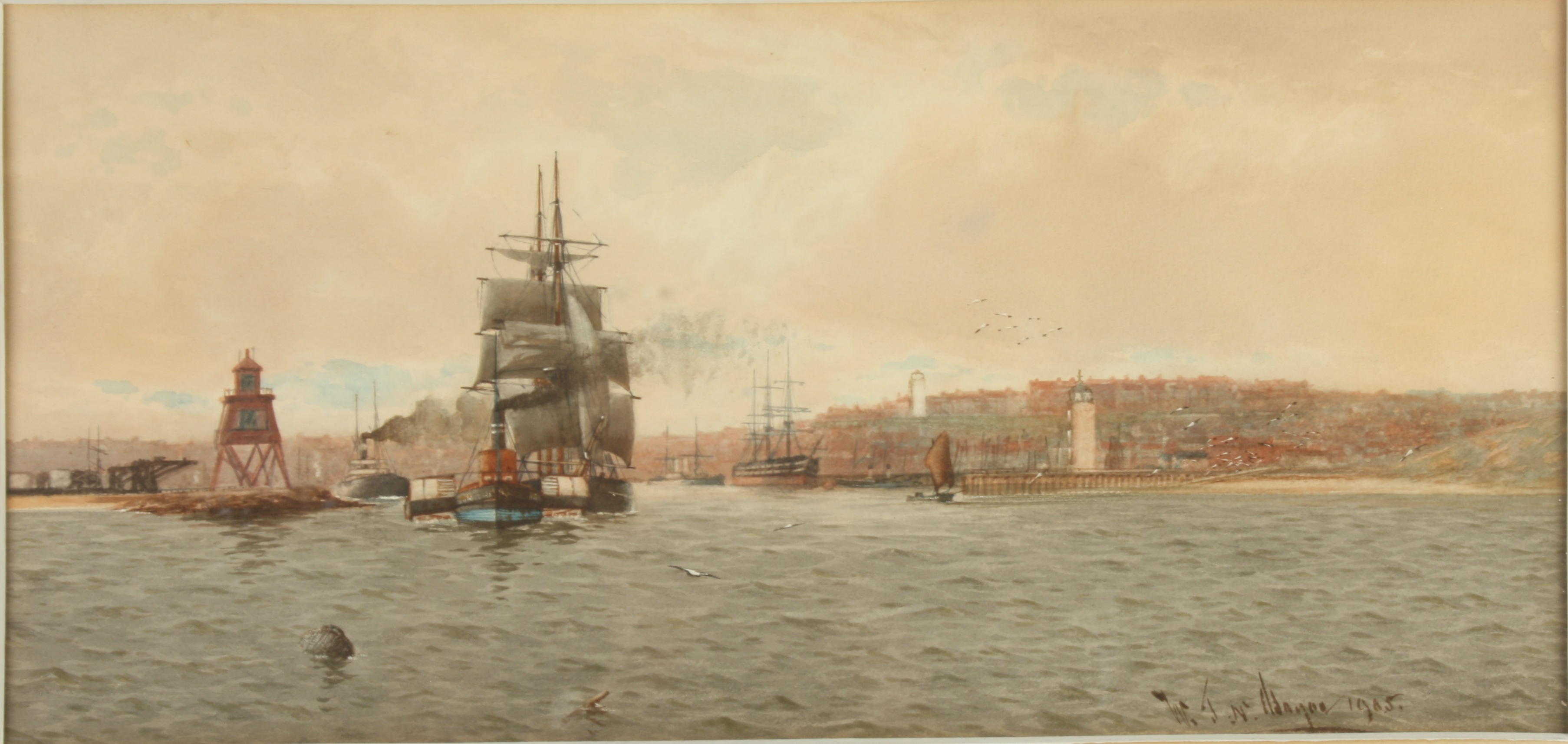 W J N BOYER The Outer Harbour at Shields & The Inner Harbour at Shields Two watercolours Each - Image 3 of 4