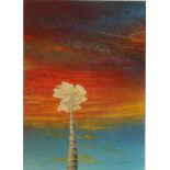 Jane BEECROFT Tall Tree beneath a Sunset Sky Mixed media Signed,