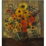 Gwen WHICKER A Vase of Colourful Flowers Oil on board Signed 60 x 55 cm Condition report: