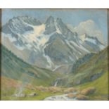 Rosalind BALFOUR (nee NICHOLAS) Tents Beneath Himalayan Peaks Oil on board Catalogue extracts to