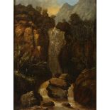 Attributed to William MELLOR Waterfall Oil on canvas 42 x 31cm