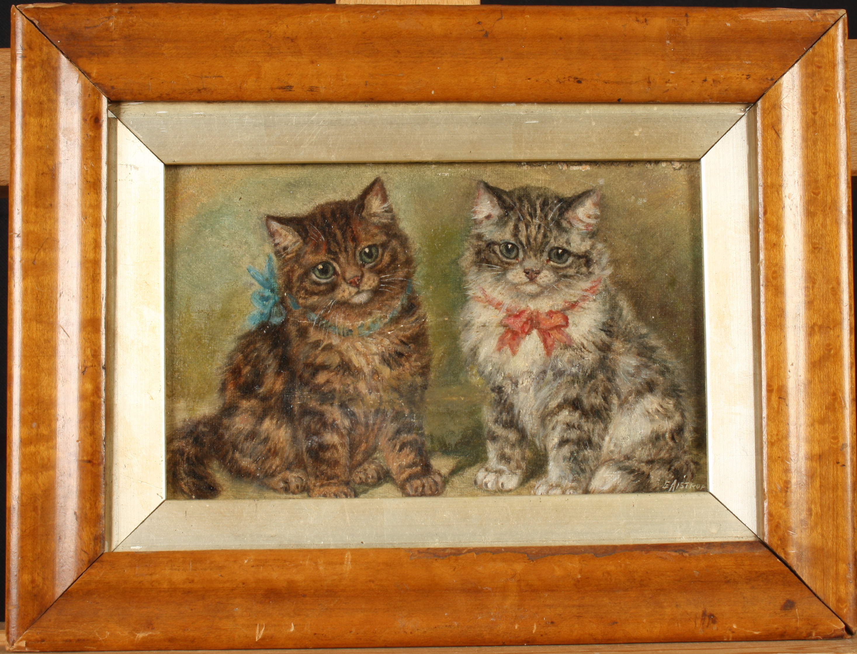 Edward AISTROP Kittens Oil on canvas laid down Signed 12 x 19cm Condition report: - Image 2 of 2