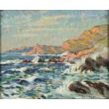 Joseph Alfred TERRY Corsica Coast Oil on board Signed Inscribed to the back 25 x 30cm
