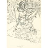 John BRATBY Royal Hall, Patti Pencil drawing Signed,