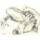 Valerie DAVIDE Reclining Figure Charcoal Signed 75 x 55cm