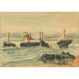 The Wreck of the SS Alba, St Ives Bay Watercolour Inscribed 24.