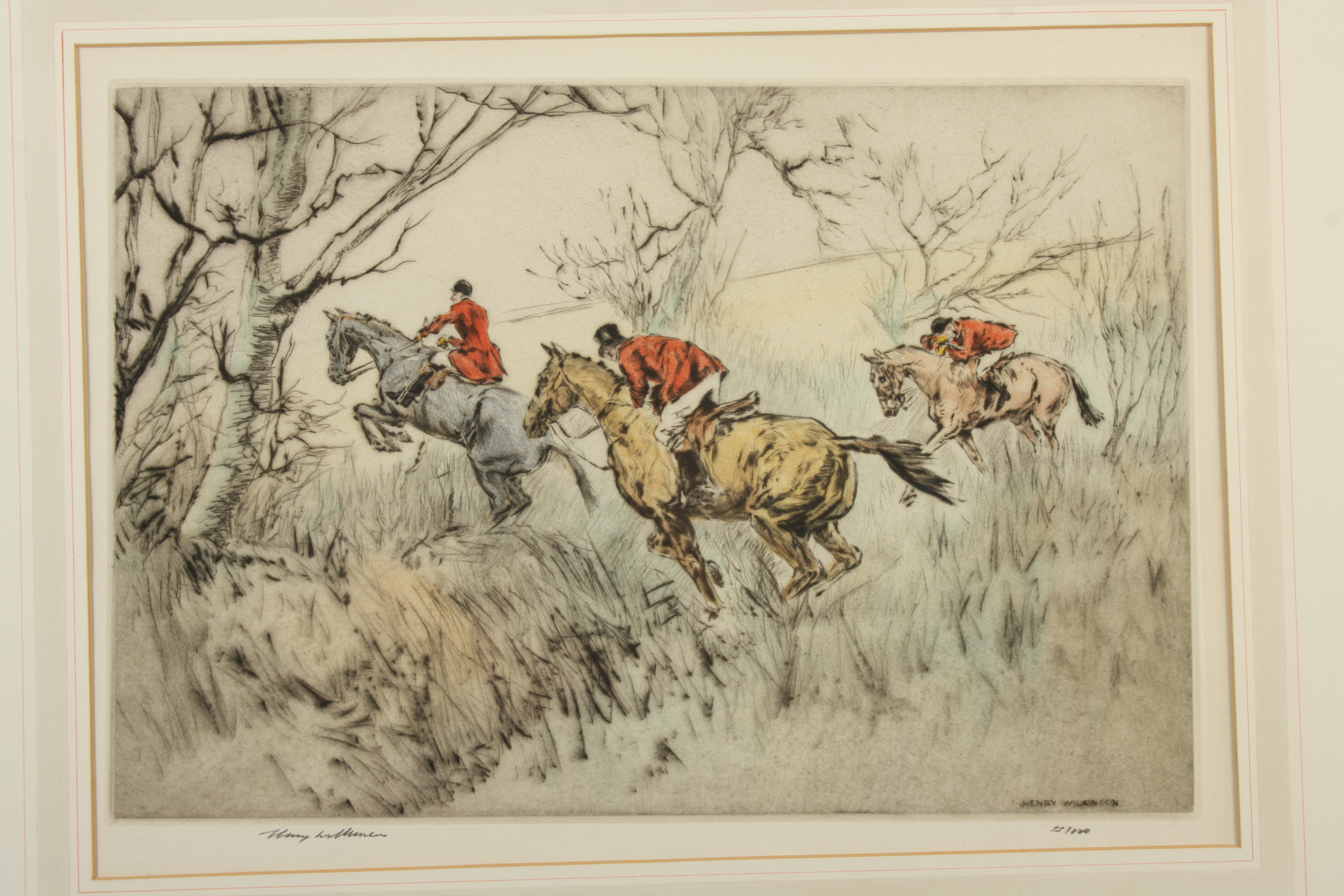 Henry WILKINSON Hunting Scenes, a pair Coloured etching Signed and numbered 27 x 39. - Image 4 of 5