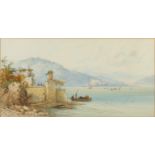 Frank CATANO A View To Mountains and A Ruined Castle Watercolour Signed 29 x 57 cm