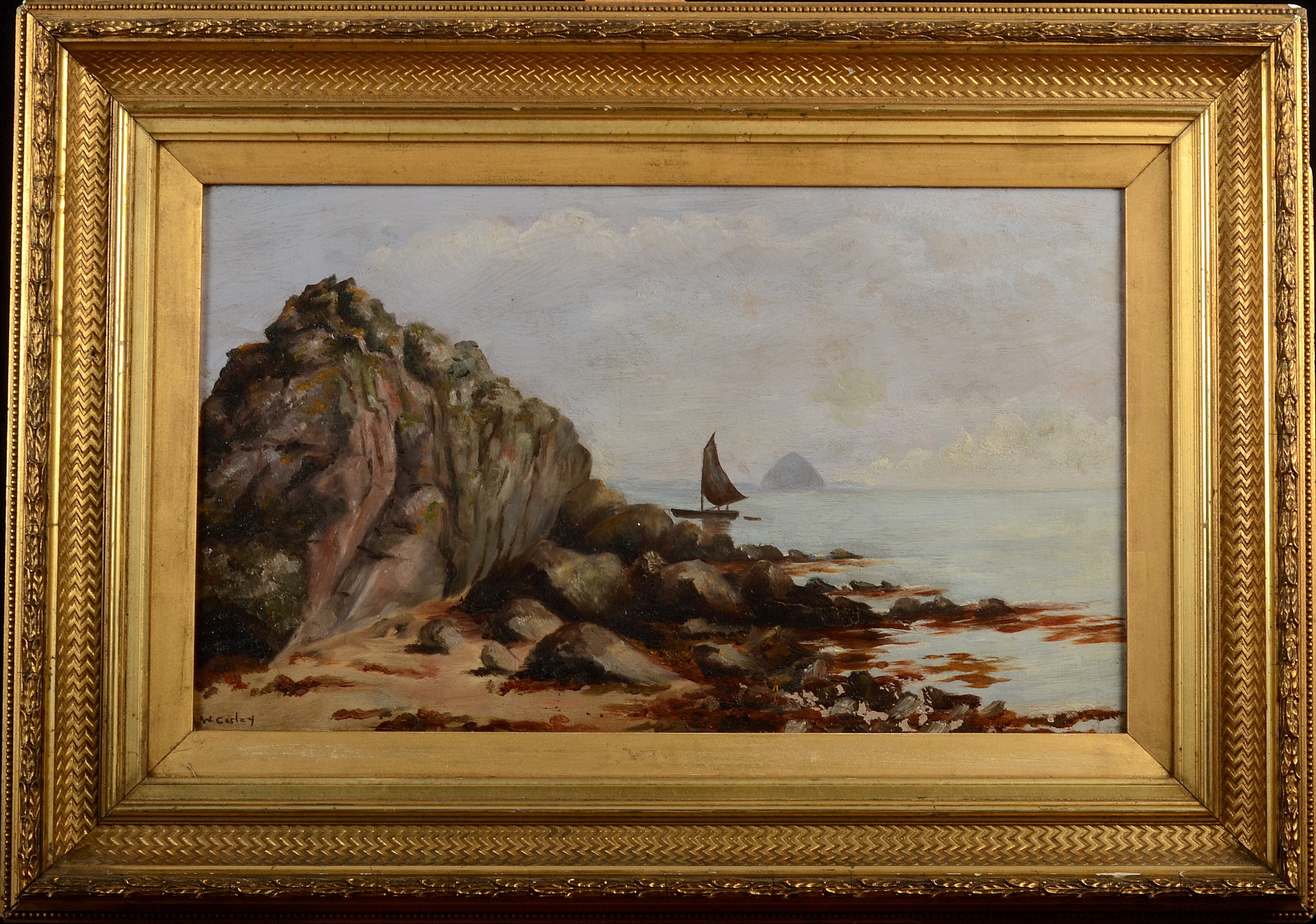 William CASLEY A Passing Boat Oil on canvas Signed 29 x 50cm - Image 2 of 2