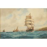 Frederick James ALDRIDGE Shipping on the Coast of Devon Watercolour Signed and inscribed 36 x