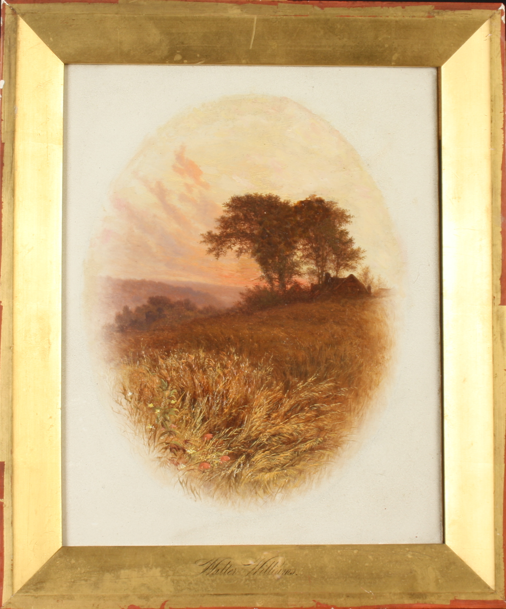 Walter Heath WILLIAMS Sunset Meadow Oil on canvas Initialled Signed and indistinctly inscribed - Image 2 of 3