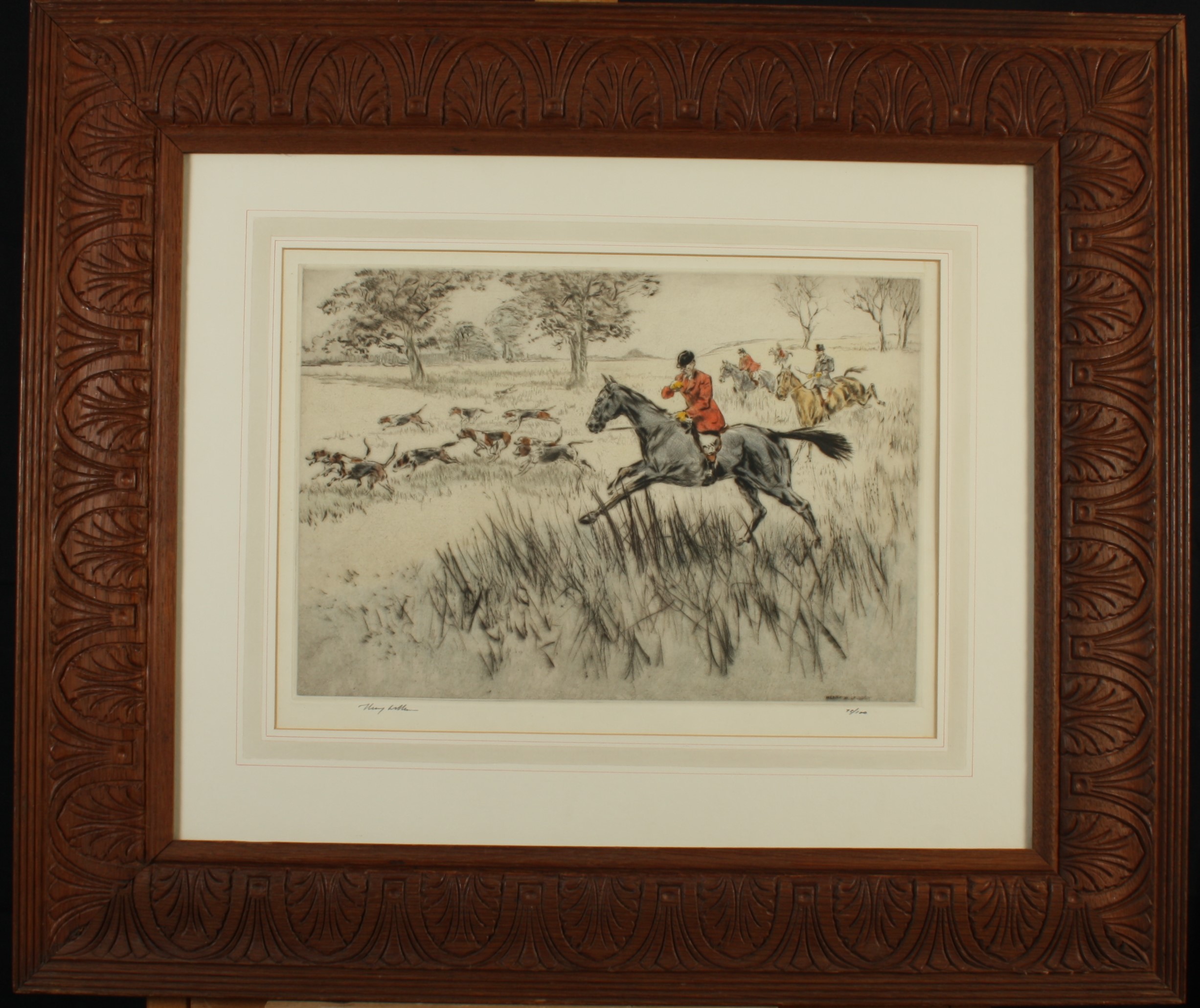 Henry WILKINSON Hunting Scenes, a pair Coloured etching Signed and numbered 27 x 39. - Image 2 of 5