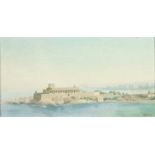 W HARTMAN Mediterranean Peninsular Temple Oil on board Signed and dated 1923 24 x 45cm