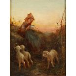 James Crawford THOM Shepherdess Oil on board 19 x 14 cm