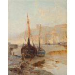 Lester SUTTCLIFFE Boats Aground Whitby Harbour Oil on board Signed 40 x 31cm