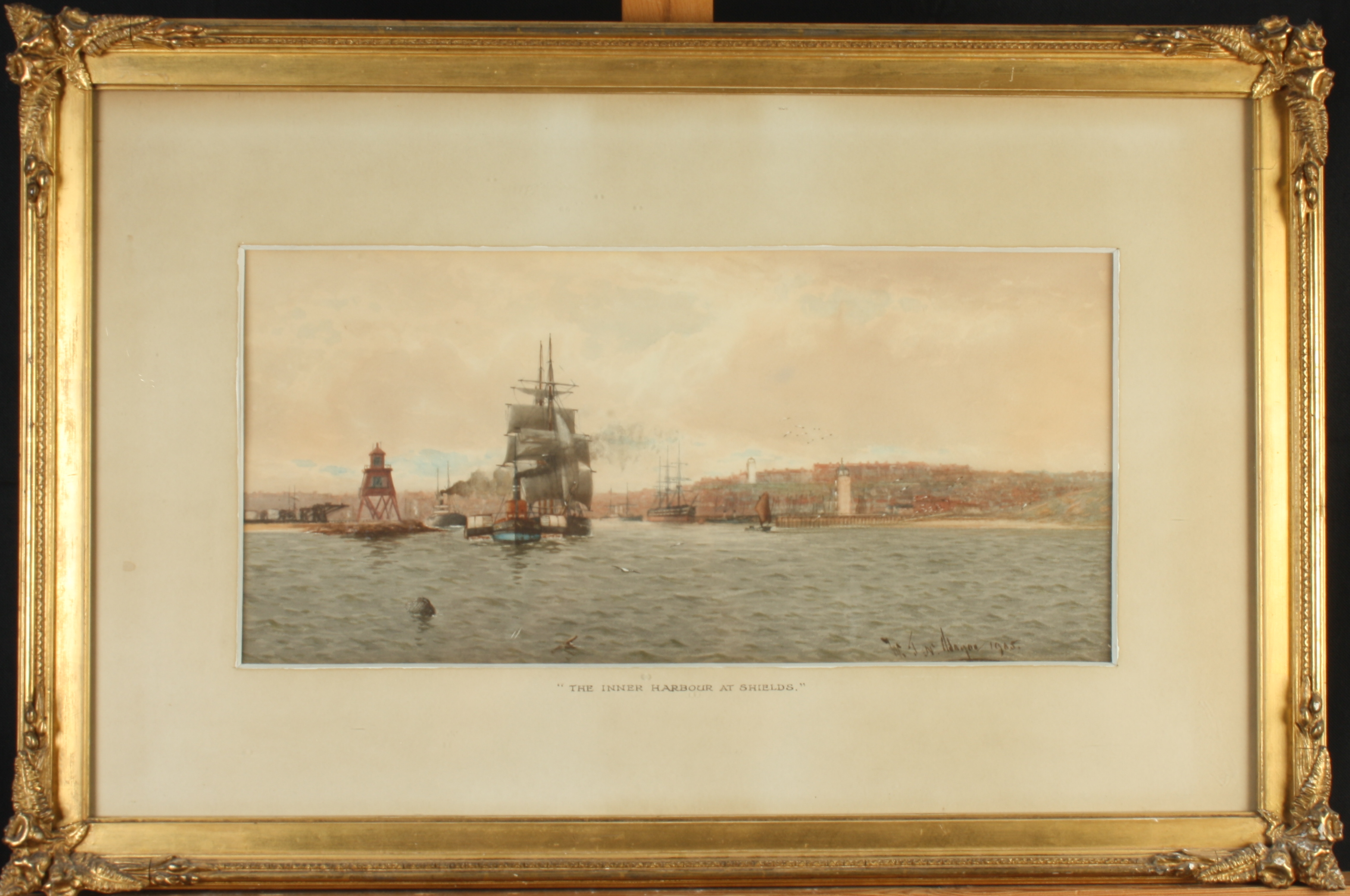 W J N BOYER The Outer Harbour at Shields & The Inner Harbour at Shields Two watercolours Each - Image 4 of 4